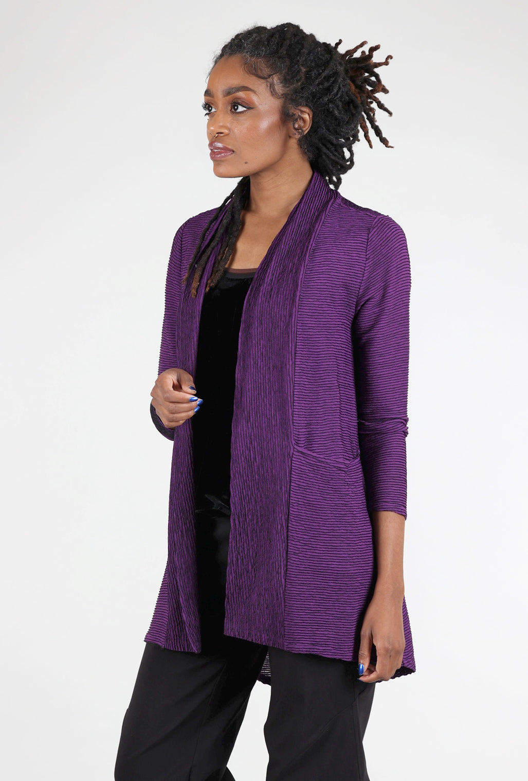 Liv Arty Stripe Swing Cardie, Amethyst 