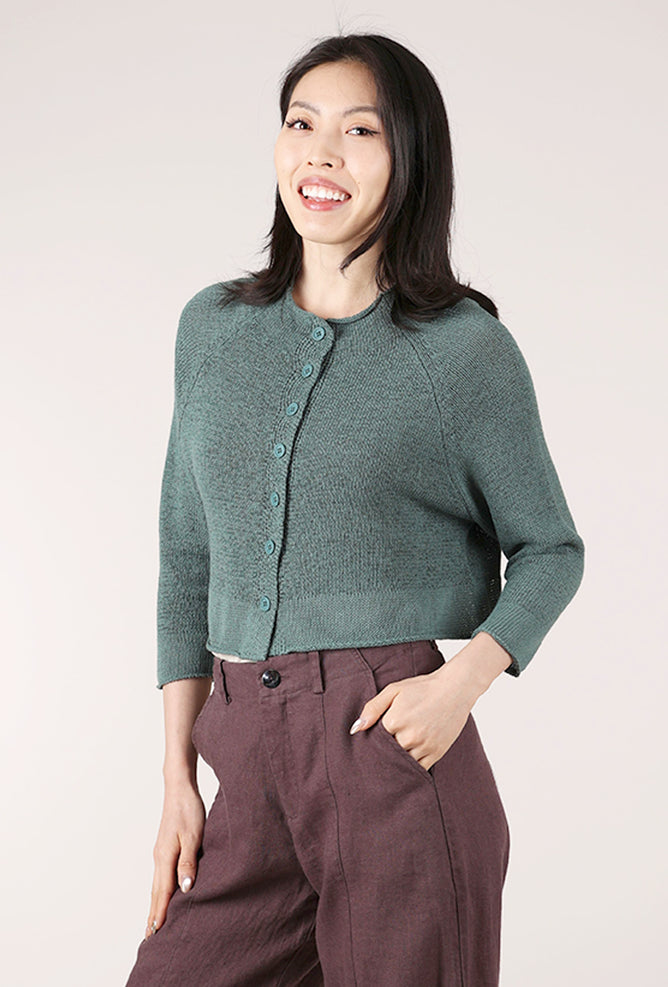 Rundholz Subtle Contrast Hem Cardie, Grass 