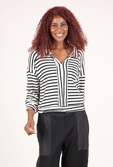 Cut Loose Crop Fleece Stripe Collar Top, Laundered 