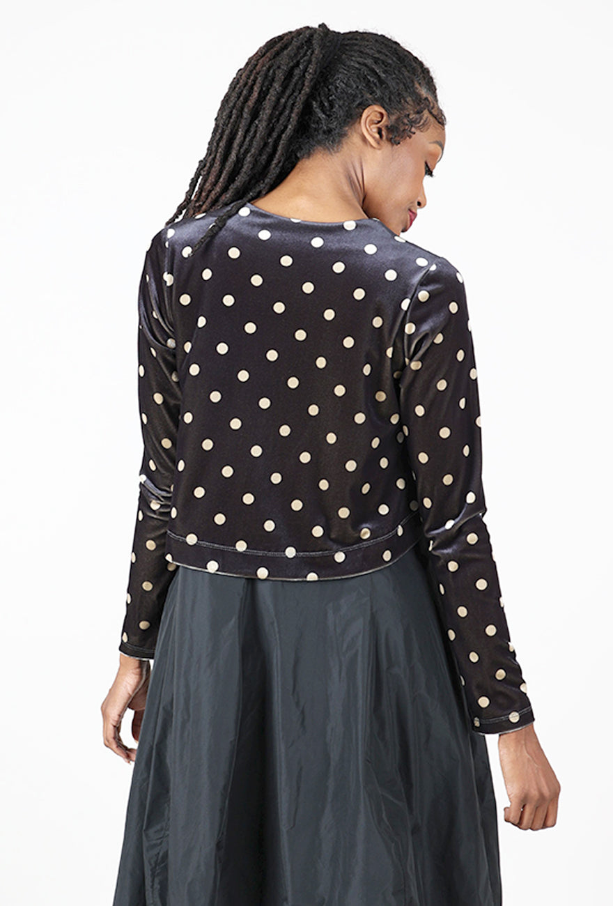 Taffeta Velvet Layered Dress, Black/Polka