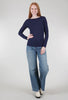 AMB Designs Solid Raw-Edge Second Skin Top, Navy Blue 