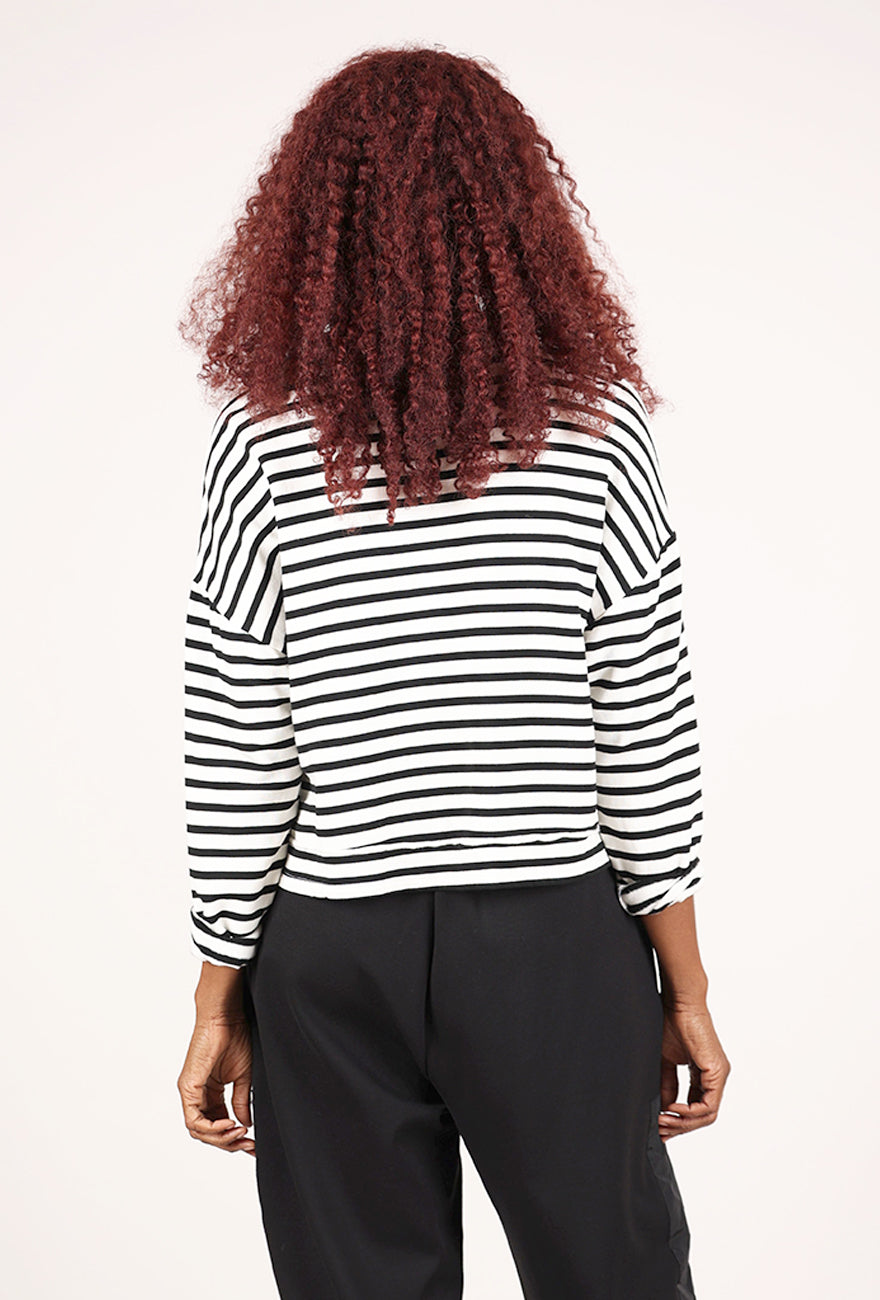 Cut Loose Crop Fleece Stripe Collar Top, Laundered 