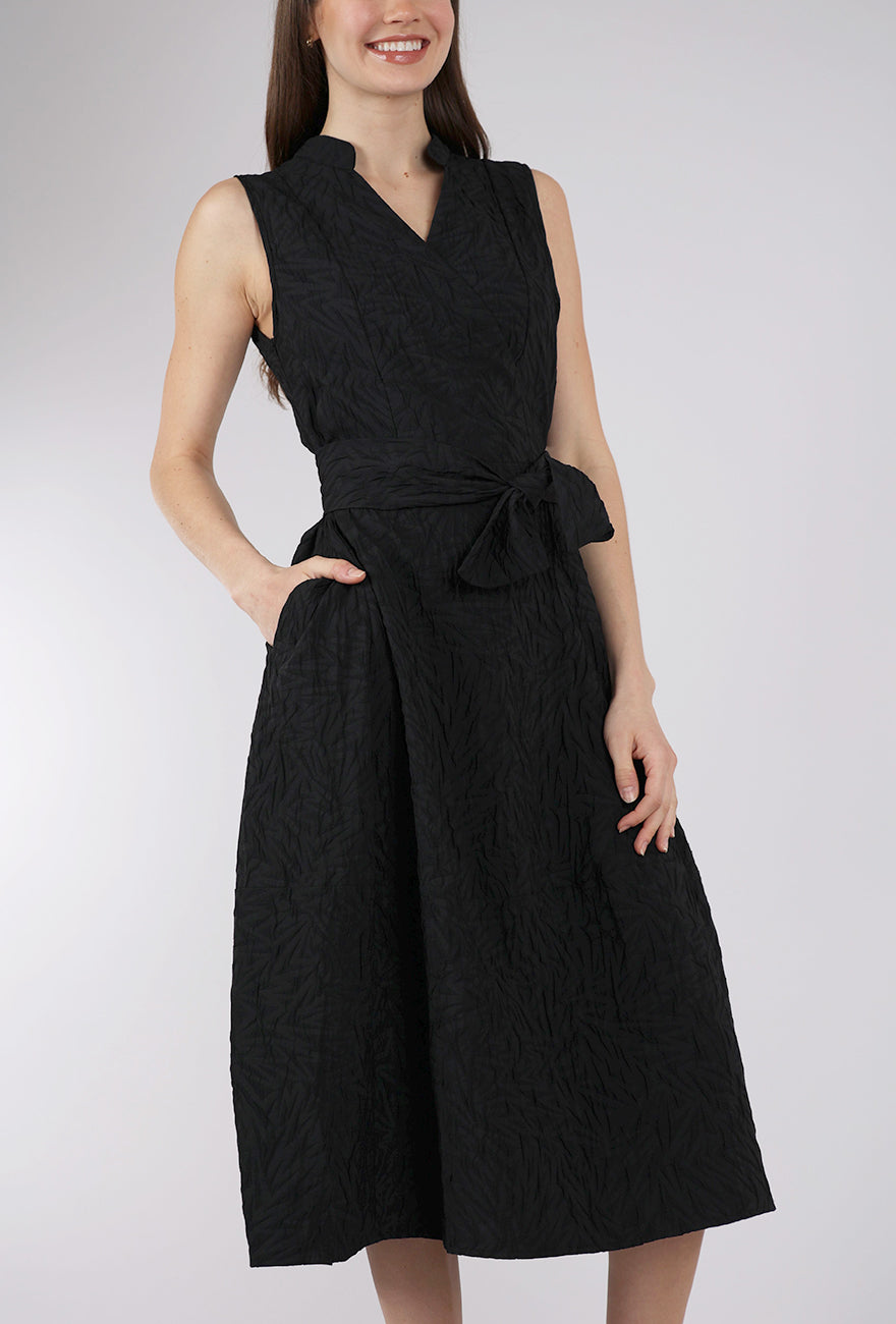 Luukaa Crinkle Wrap Dress, Black 