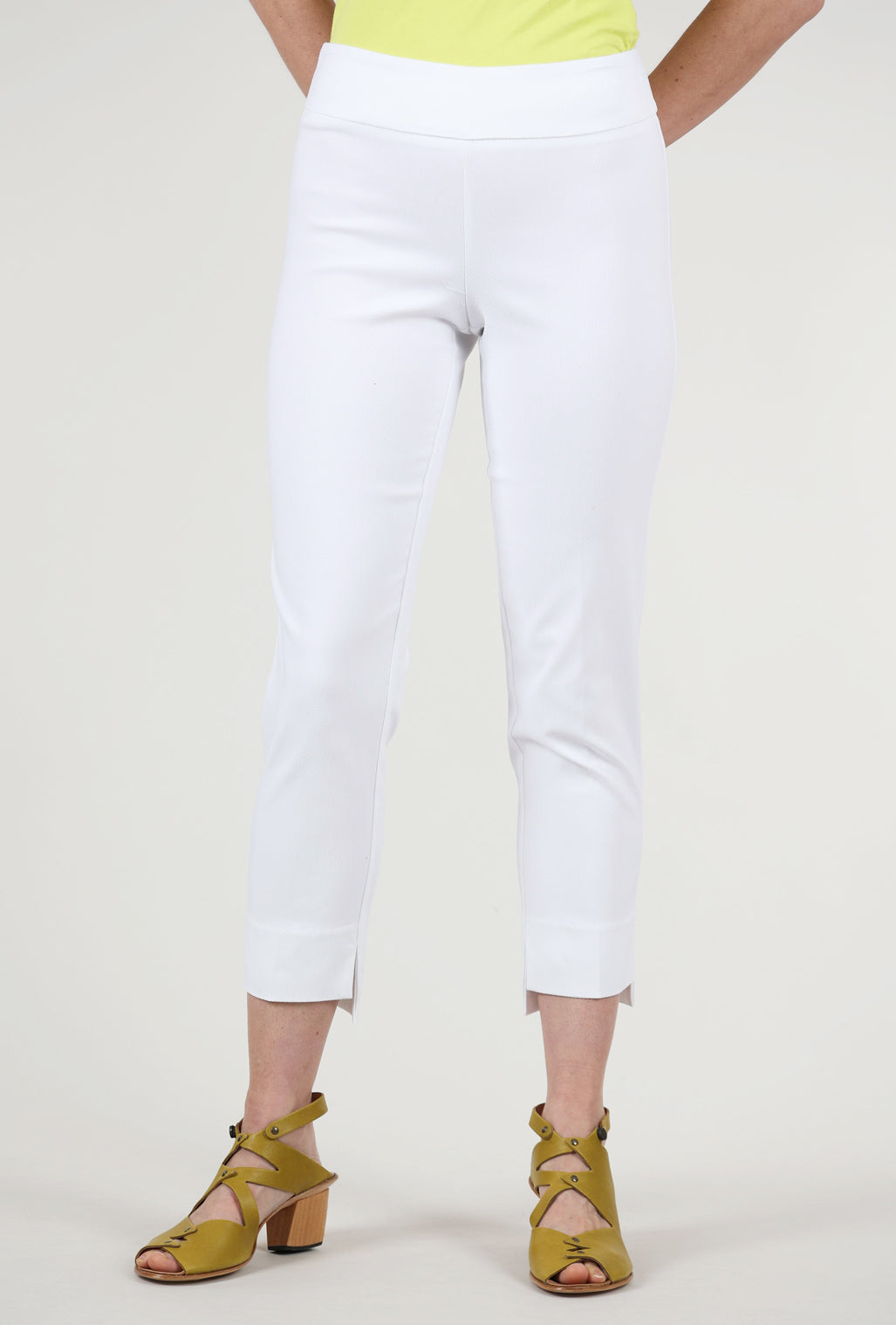 Estelle & Finn Stem Hem Ankle Pique Pant, White 