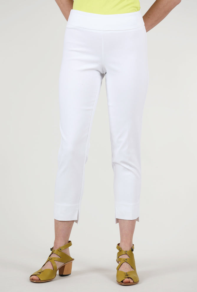 Estelle & Finn Step Hem Ankle Pique Pant, White 