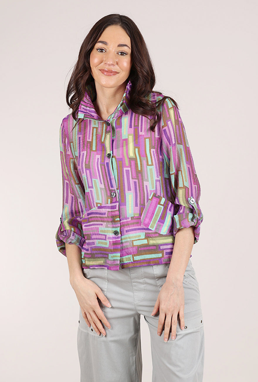 Trisha Tyler Winnie Wire Collar Blouse, Purple Multi 