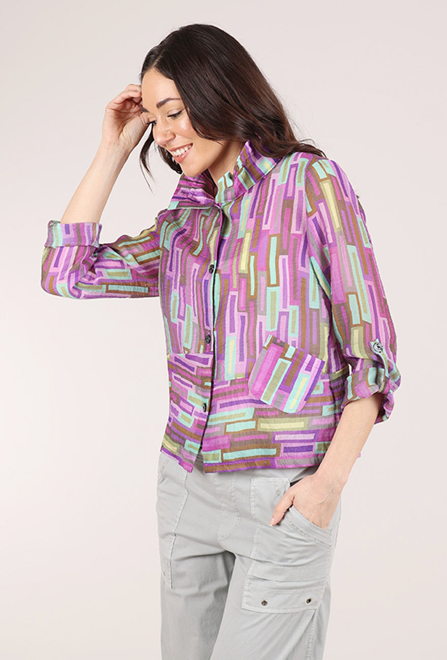 Trisha Tyler Winnie Wire Collar Blouse, Purple Multi 