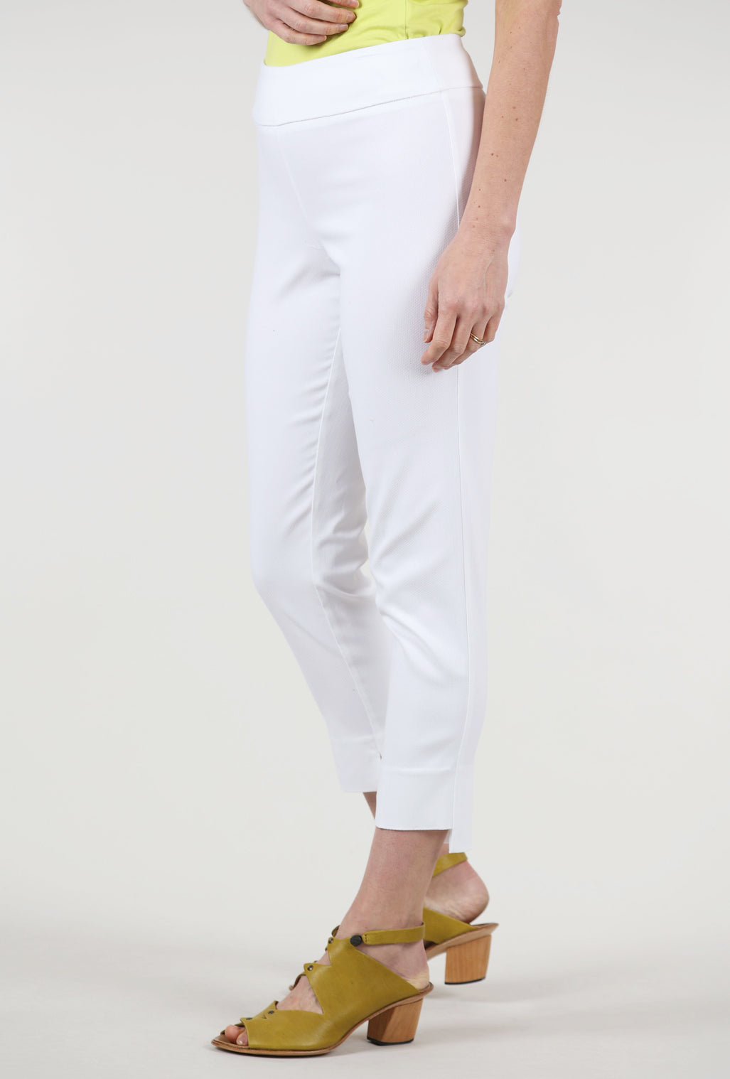 Estelle & Finn Stem Hem Ankle Pique Pant, White 