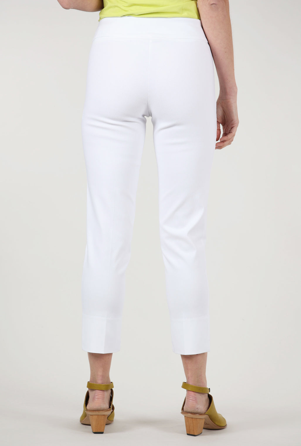 Estelle & Finn Step Hem Ankle Pique Pant, White 