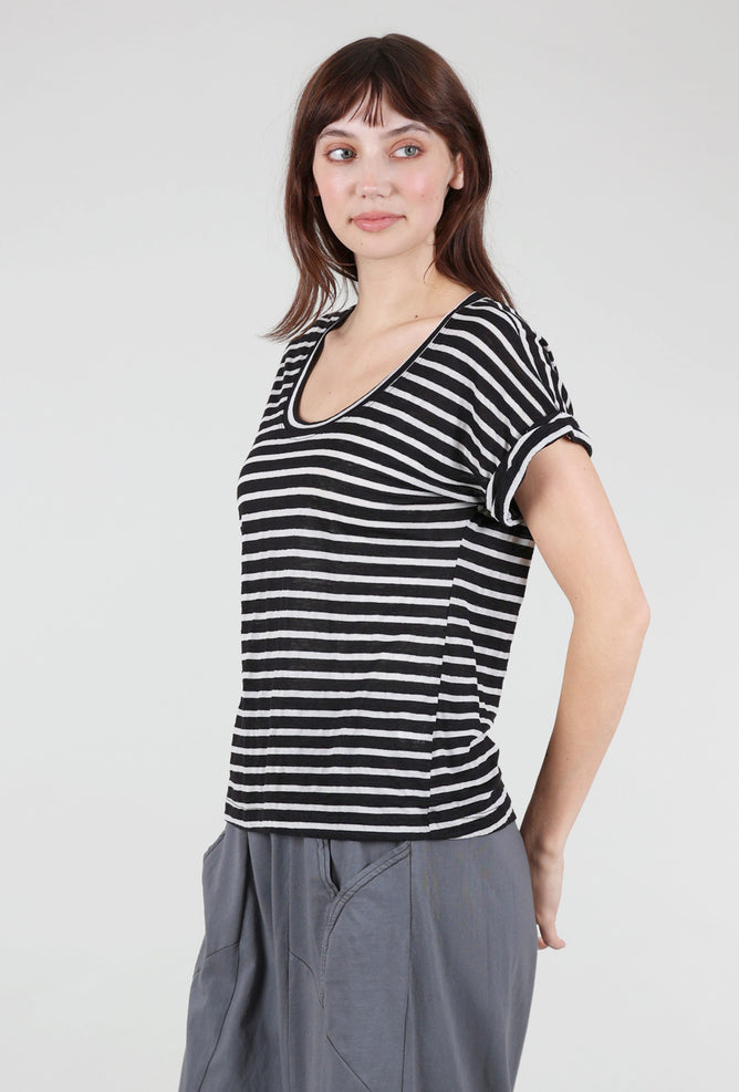 Wilt Open-Neck Baby Dolman Roll Cuff, Black/White 