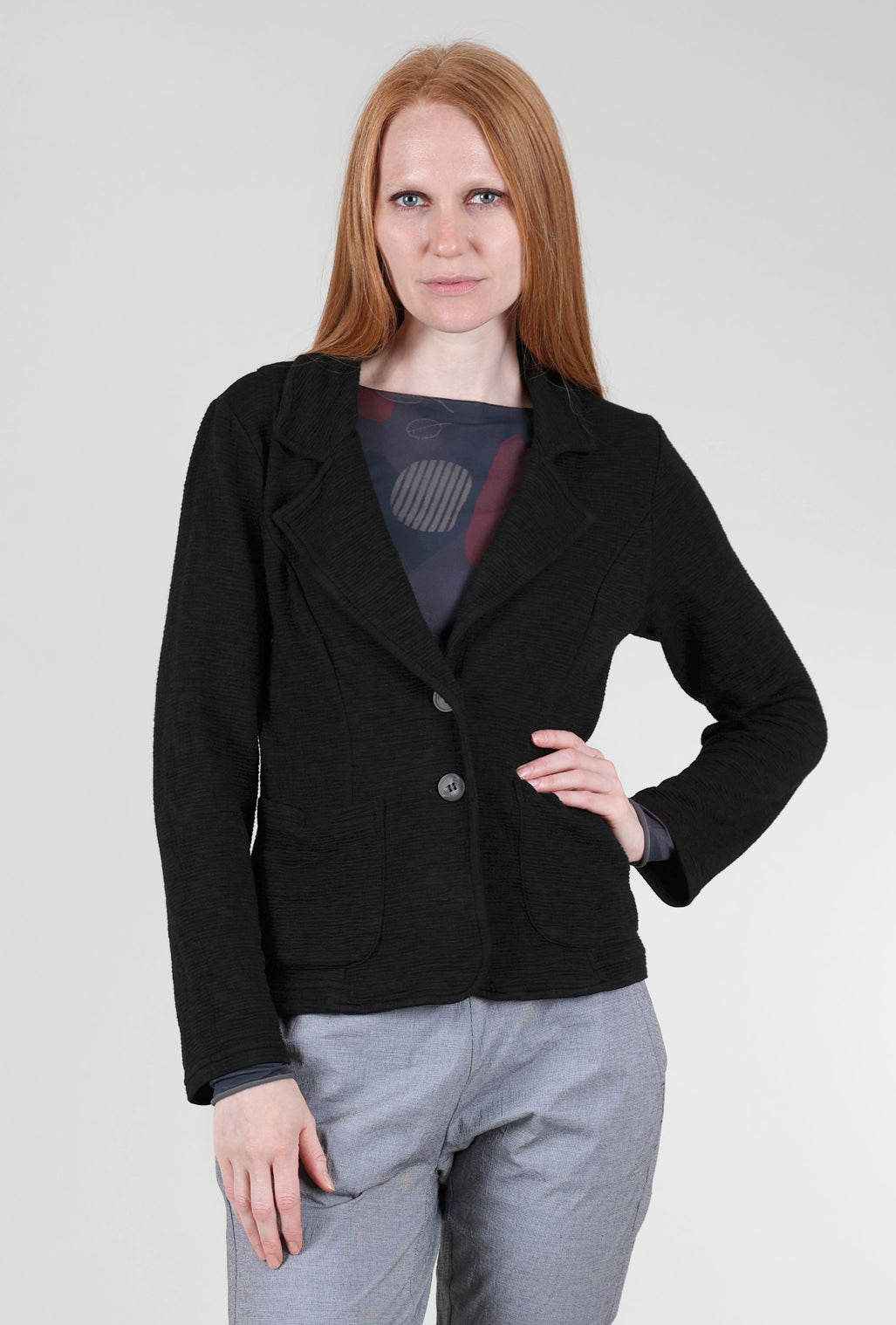 Cut Loose Crimped Basic Blazer, Black 