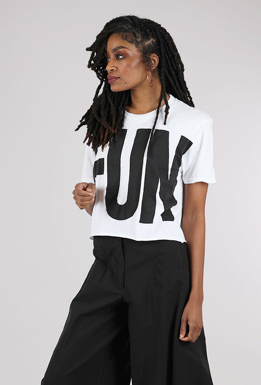 Heyne Bogut Crop FUN Tee, White/Black 