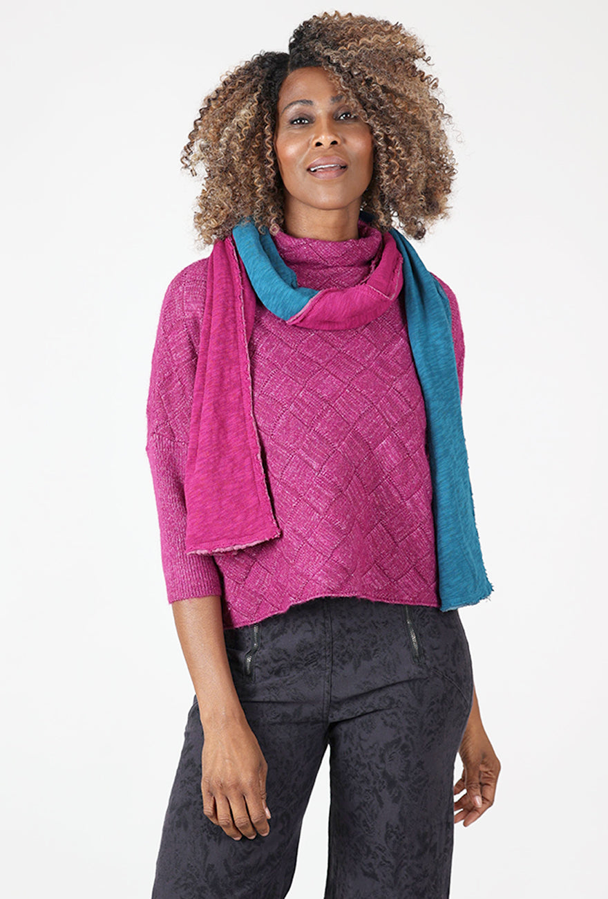 Eleven Stitch Two Tone Double Face Scarf, Beet/Rain 
