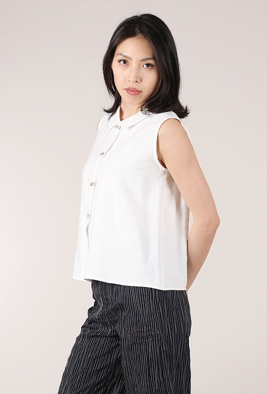 Niche Sleeveless Twinbutton Top, White 