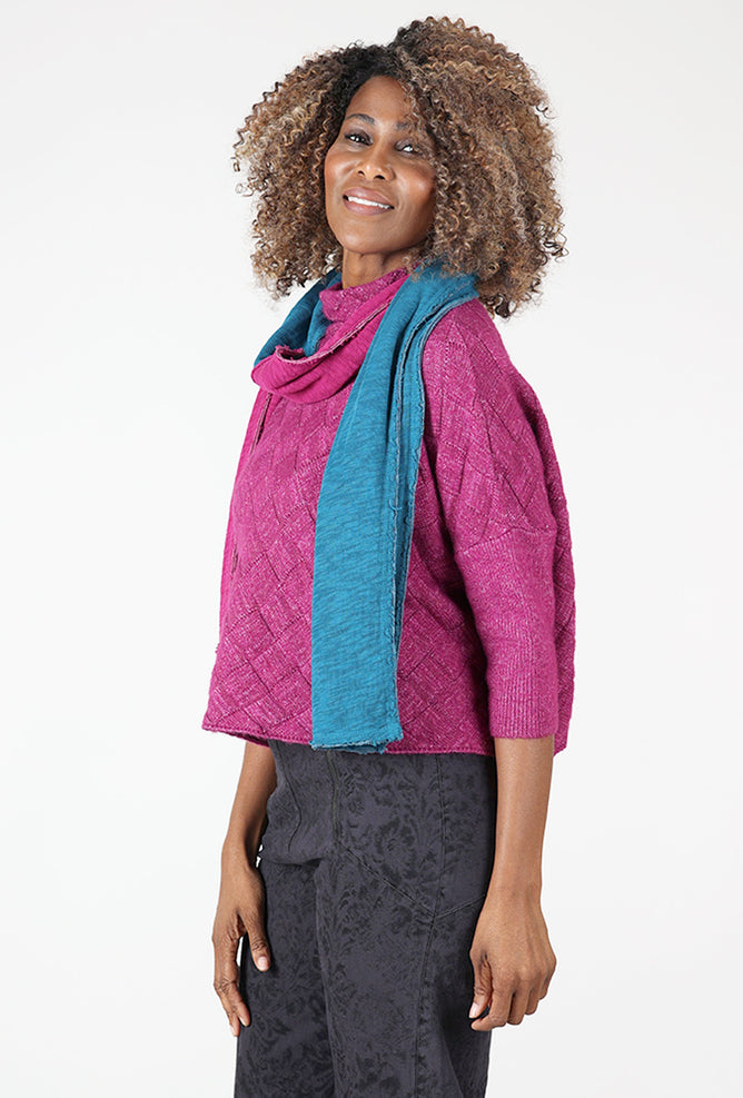 Eleven Stitch Two-Tone Double-Face Scarf, Beet/Rain 