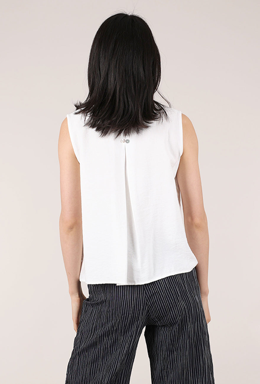 Niche Sleeveless Twinbutton Top, White 