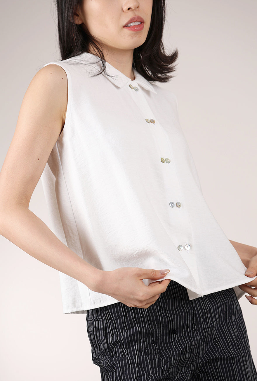 Niche Sleeveless Twinbutton Top, White 