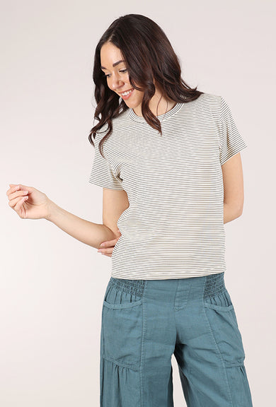 Grade & Gather Slim Stripe Tee, Tobacco 