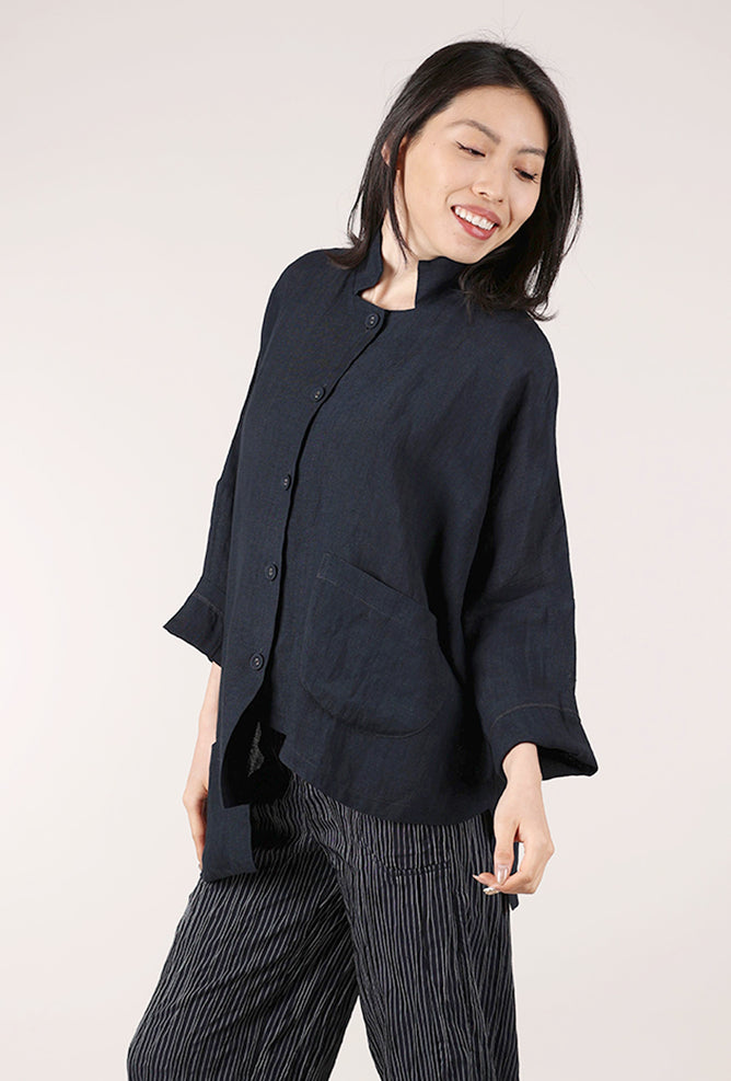 M Square Linen No Bag Shirt, Midnight 