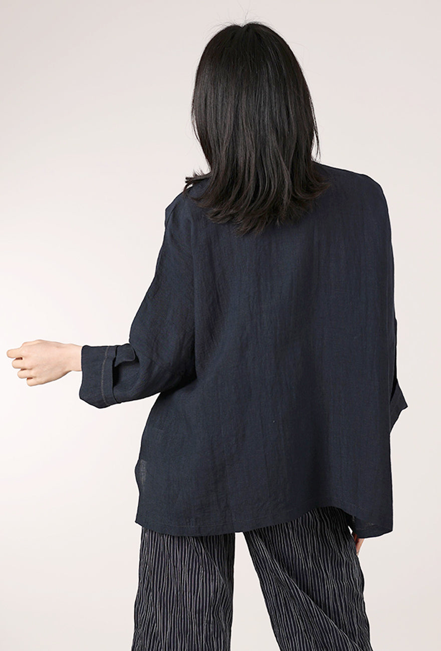M Square Linen No Bag Shirt, Midnight 