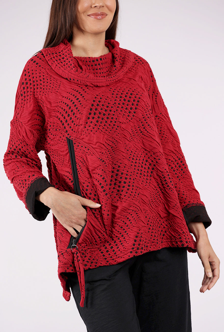 Moonlight Dimension Knit Top, Red/Black 