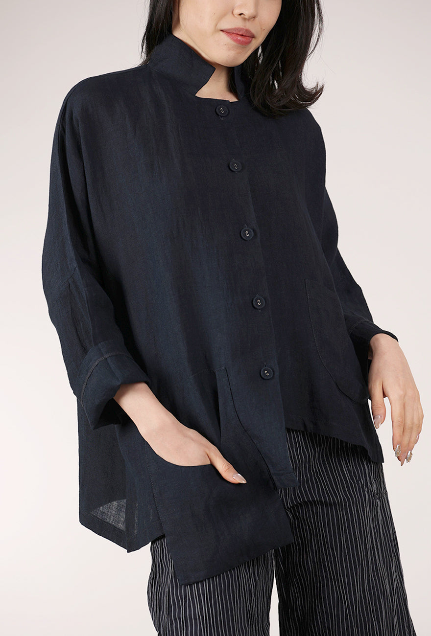 M Square Linen No Bag Shirt, Midnight 