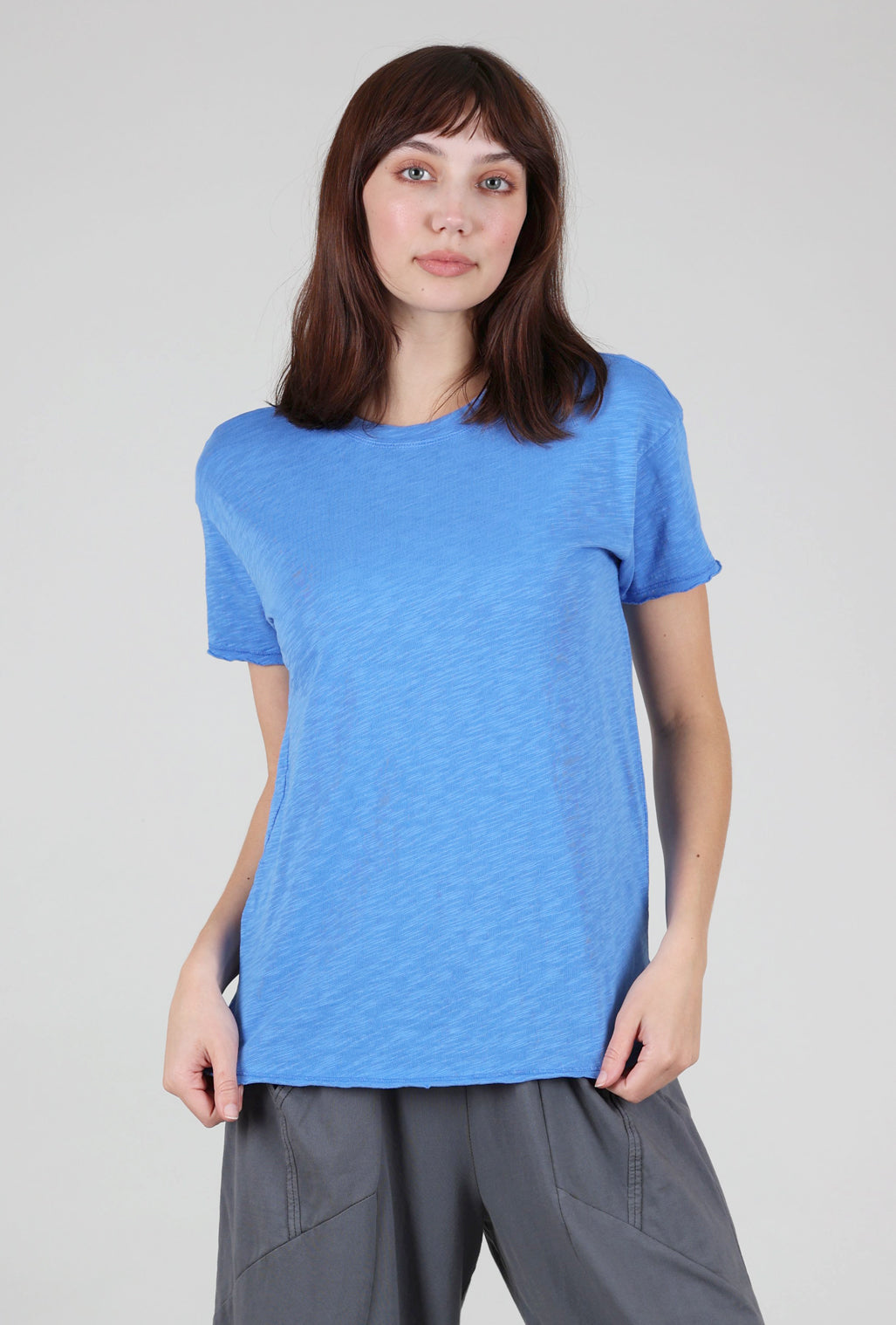 Mododoc Short-Sleeve Step-Hem Crewneck Tee, Blue Cruise 