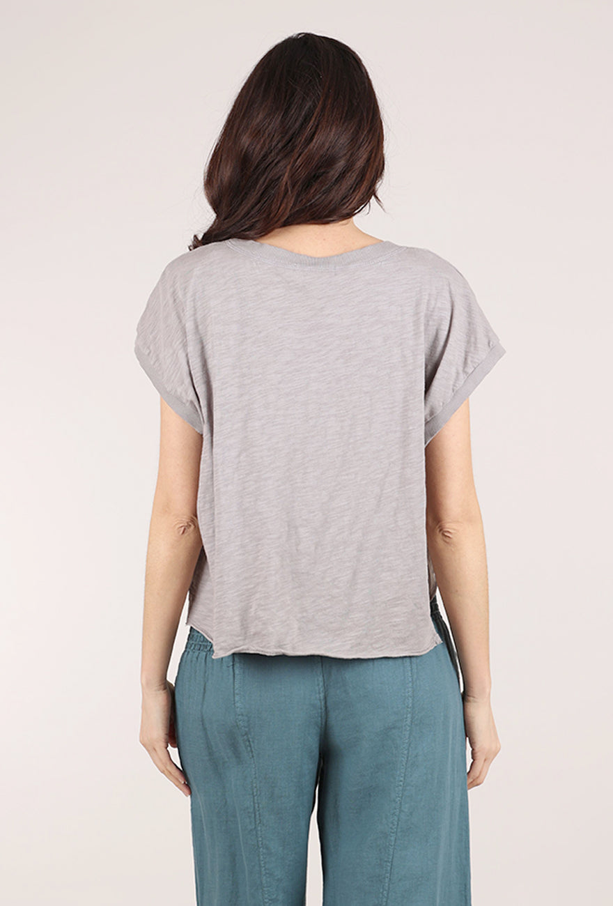Mododoc Short Dolman Step-Hem Tee, Silver Frost 
