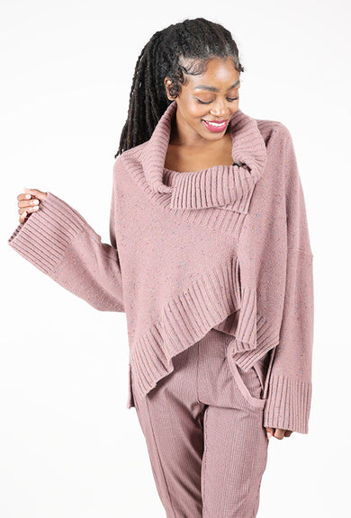 Rundholz Ribbed Asym Marled Pullover, Crystal 