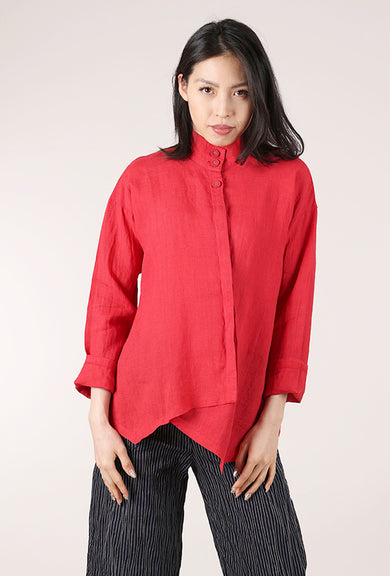 M Square Iris Linen Top, Scarlet 