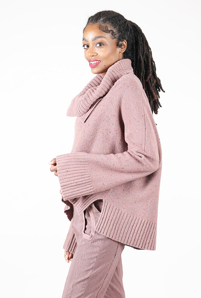 Rundholz Ribbed Asym Marled Pullover, Crystal 