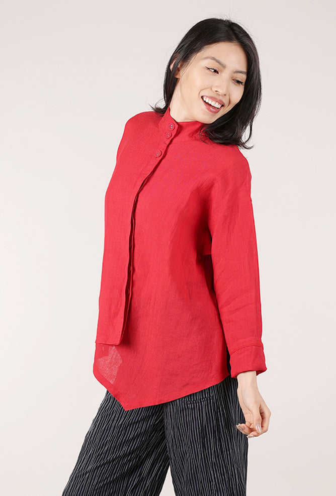 M Square Iris Linen Top, Scarlet 