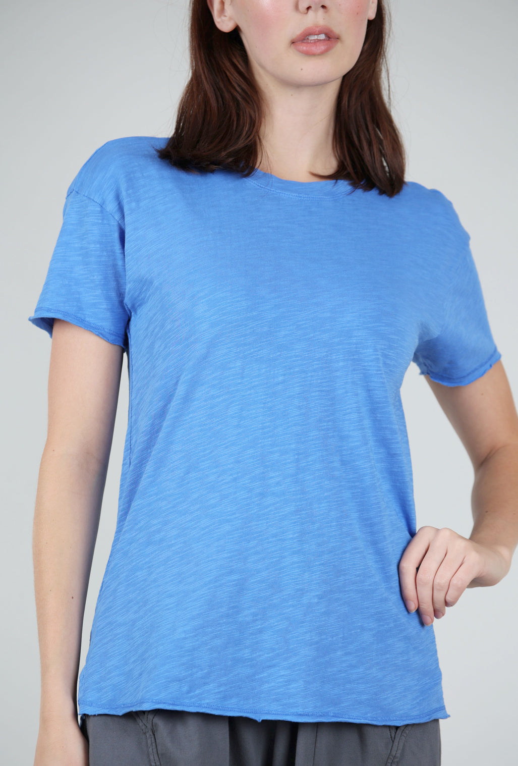 Mododoc Short-Sleeve Step-Hem Crewneck Tee, Blue Cruise 