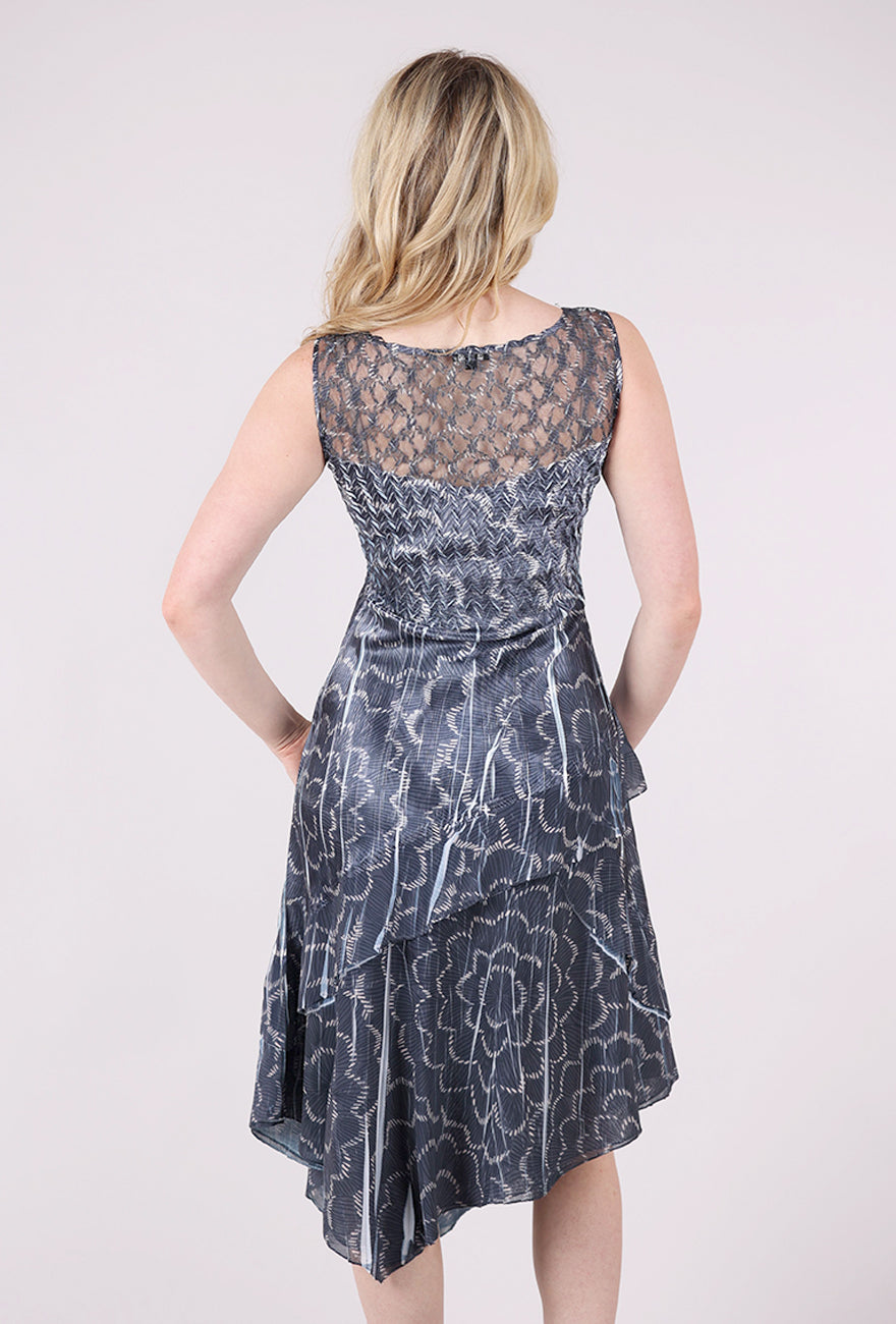 Komarov Ripples Asym Hem Dress, Navy 
