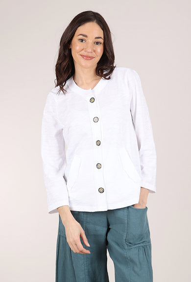 Habitat Cotton Pebble Pleat Back Cardie, White 