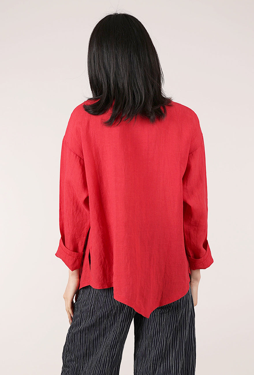 M Square Iris Linen Top, Scarlet 