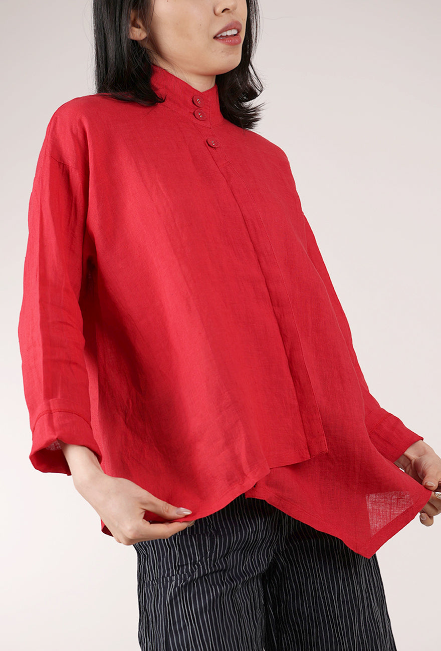 M Square Iris Linen Top, Scarlet 