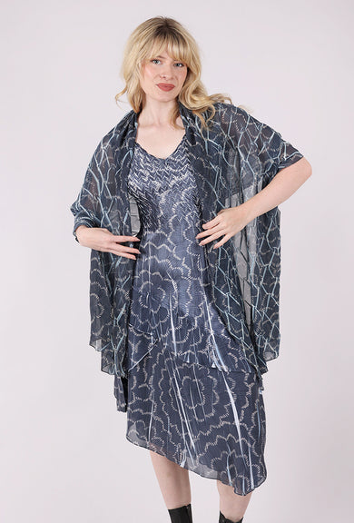 Komarov New Diamond Shawl, Navy Ripples 