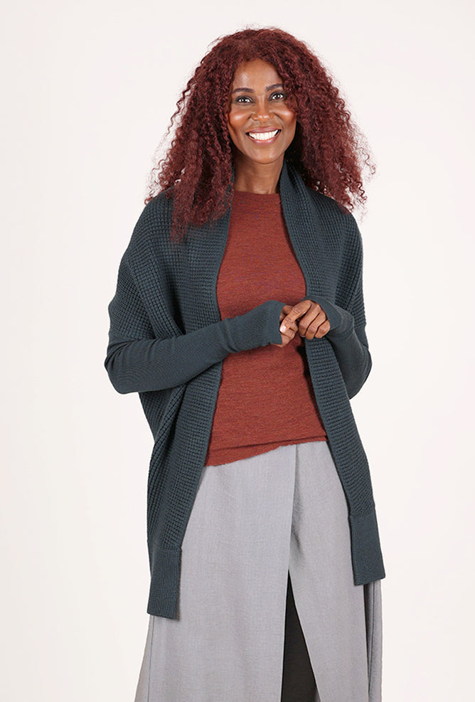 NFP: New Form Perspective Waffle Stitch Cardigan, Slate 