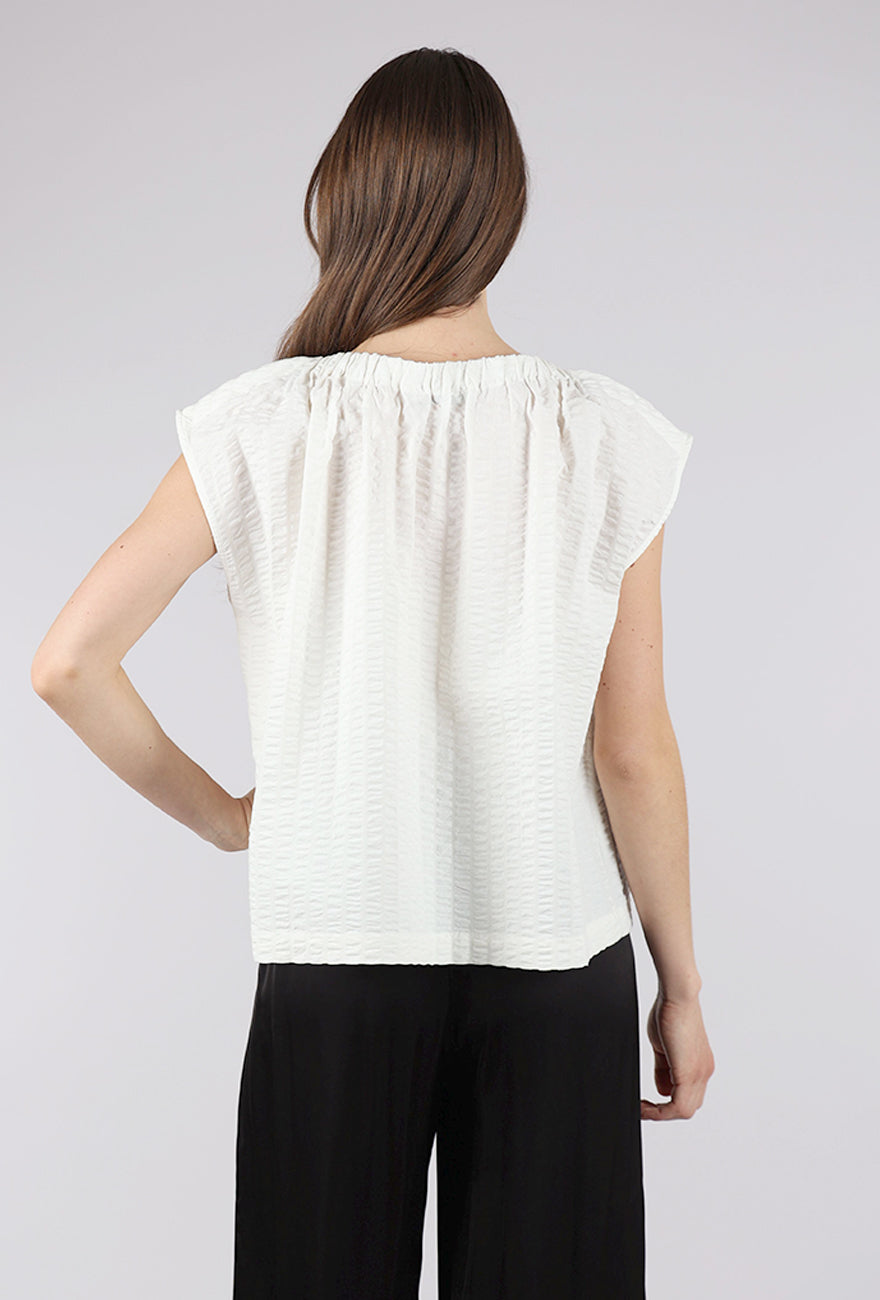 There Elsewhere Ripple Gather Boatneck Blouse, Soy 