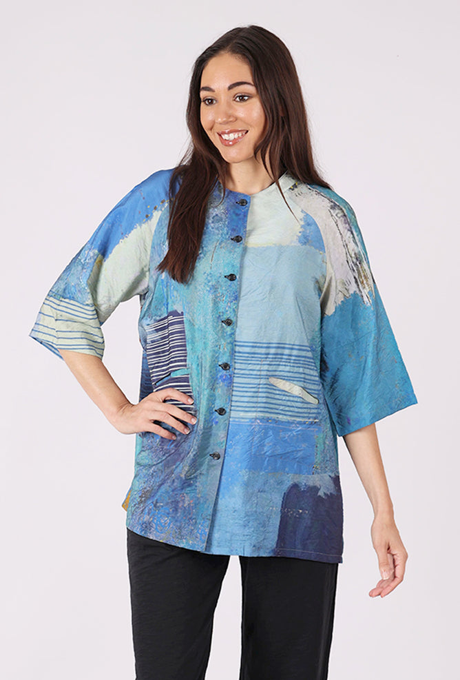 3 Potato BDF Collar Shirt, Blues 