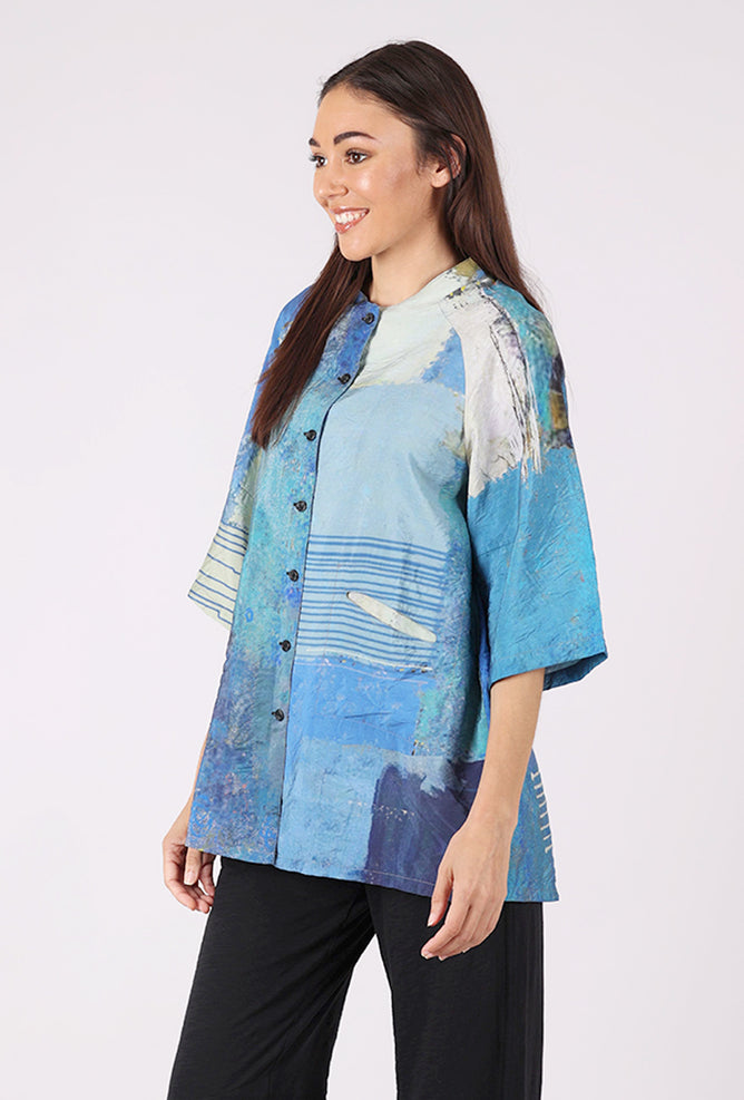 3 Potato BDF Collar Shirt, Blues 