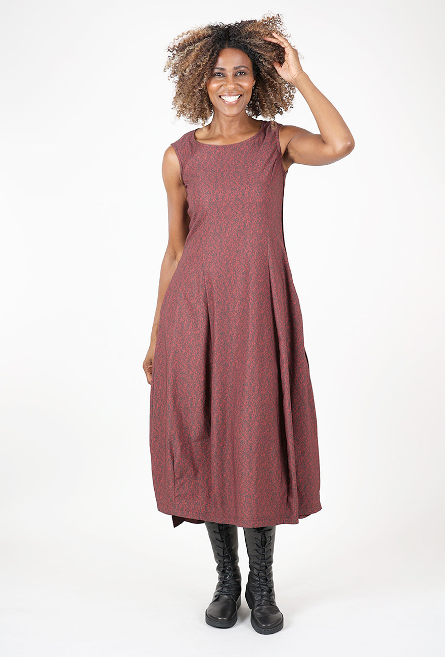 Rundholz Twill Tech Lantern Dress, Lava Print 