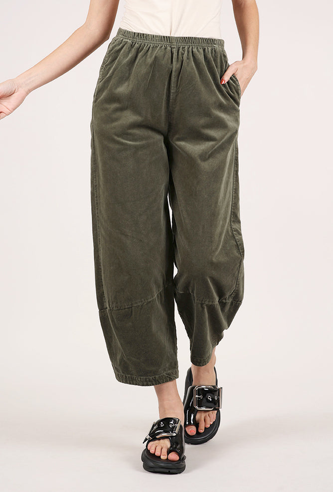 Cut Loose Cotton Velvet Lantern Pant, Kelp 