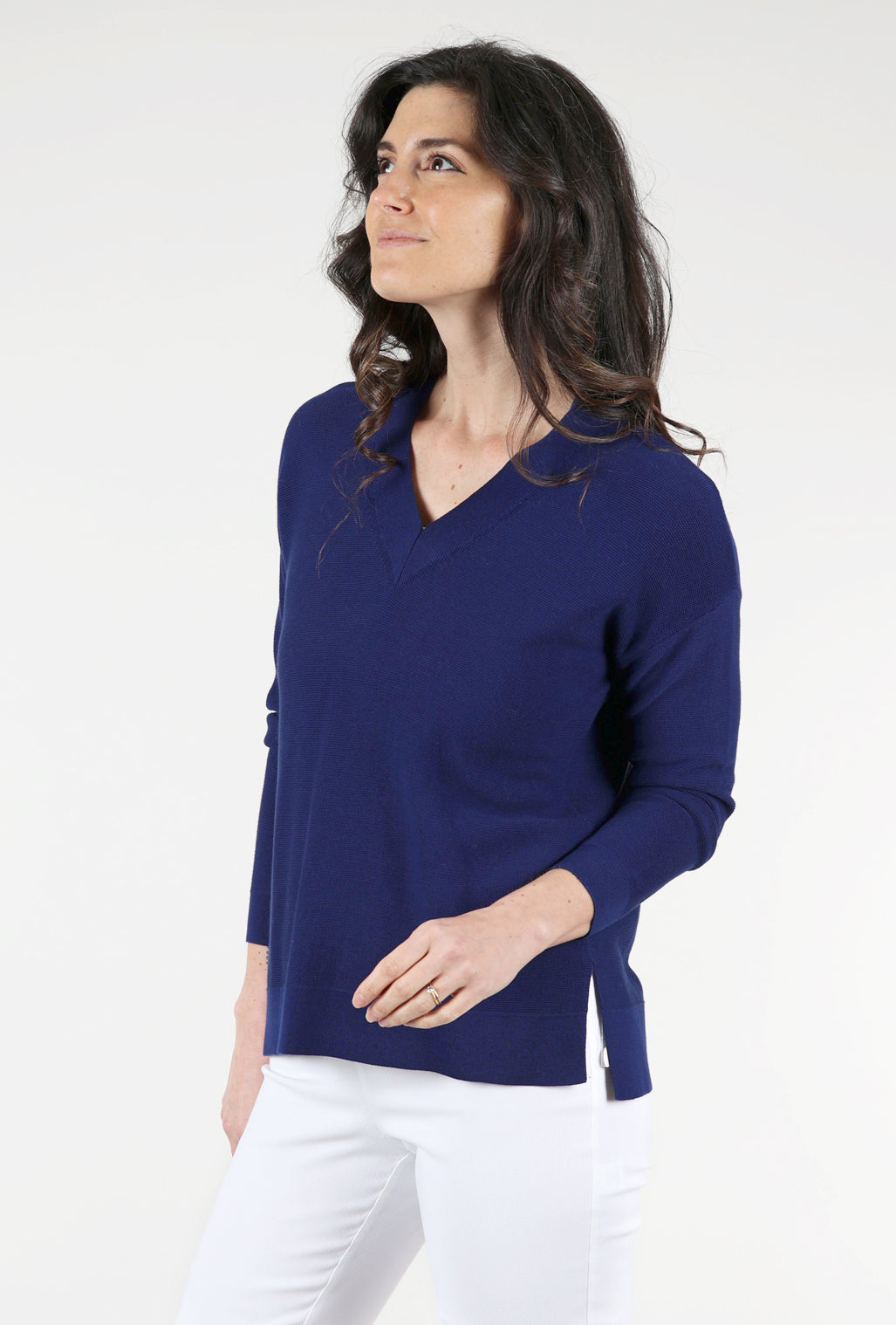 Kokun Mini Ottoman V Neck, Royal Blue 