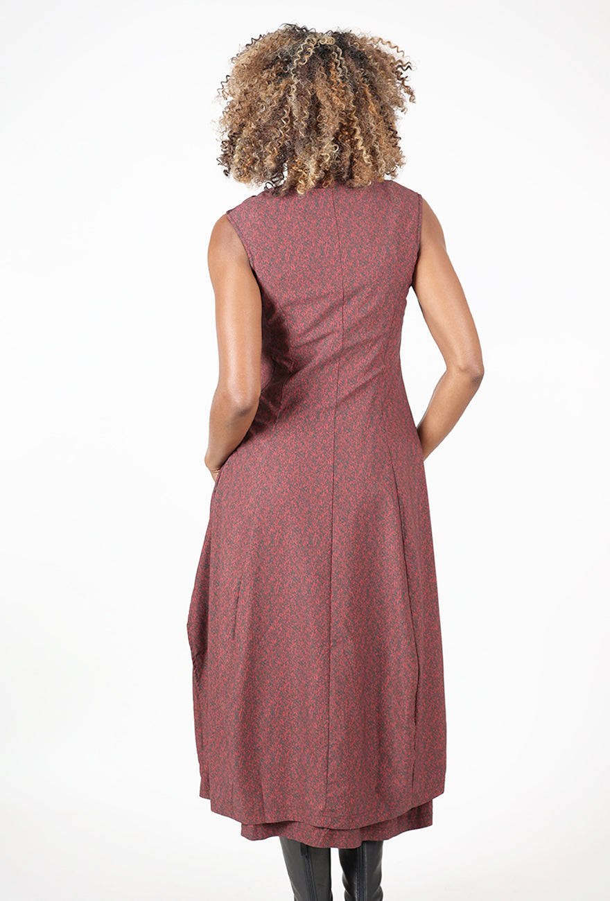 Rundholz Twill Tech Lantern Dress, Lava Print 