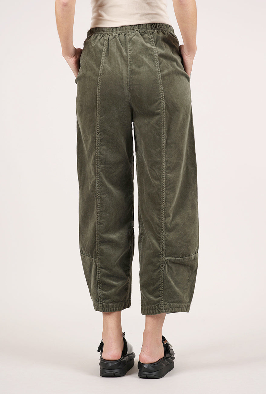 Cut Loose Cotton Velvet Lantern Pant, Kelp 