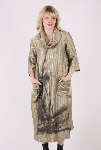 Ozai Artful Shimmer Dress, Golden 