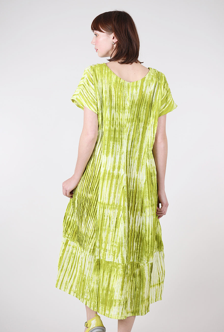 Mieko Mintz Ripple Tuck Tie-Dye Dress, Lime 
