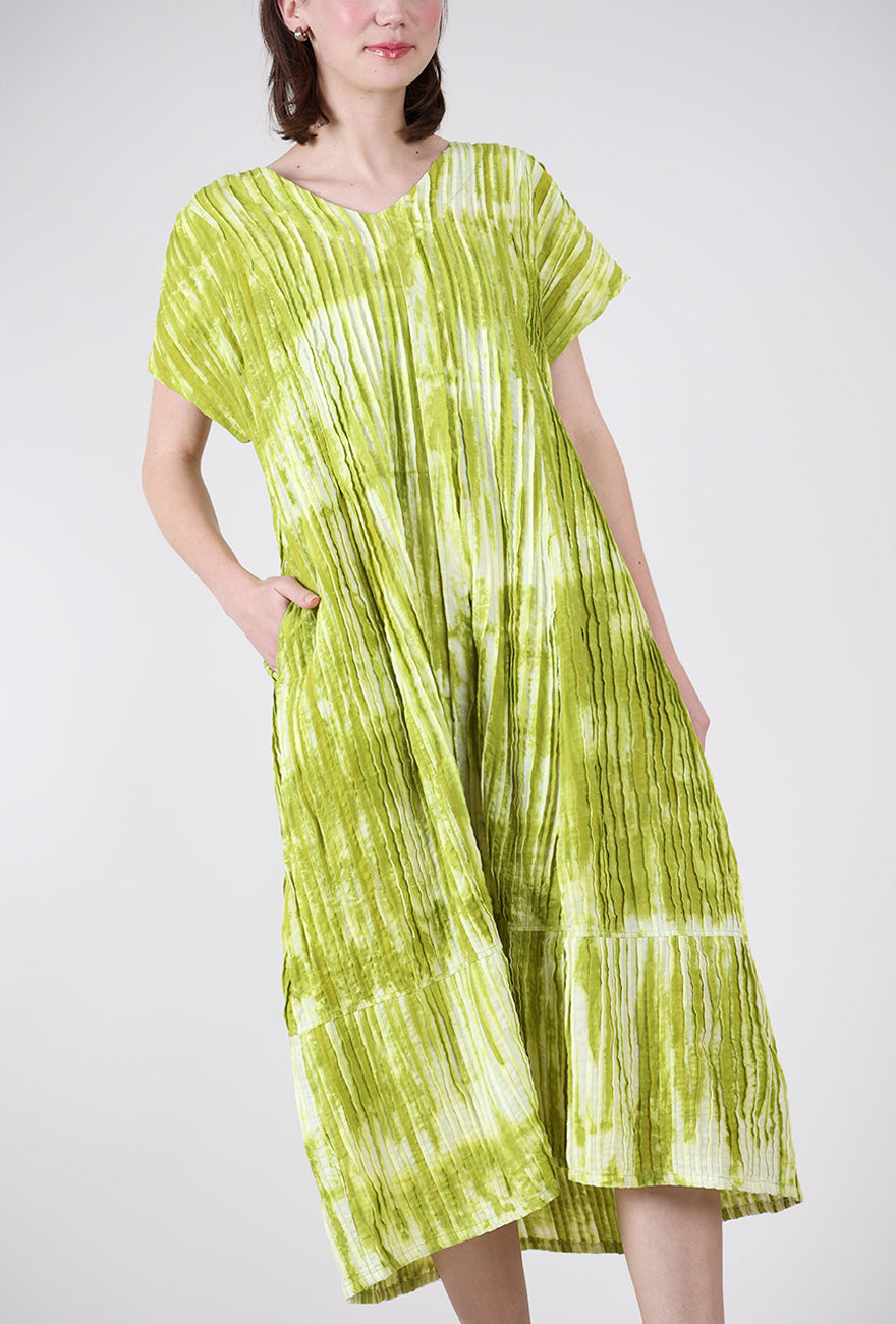 green tie dye dress Ripple Tuck Tie-Dye Dress, Lime